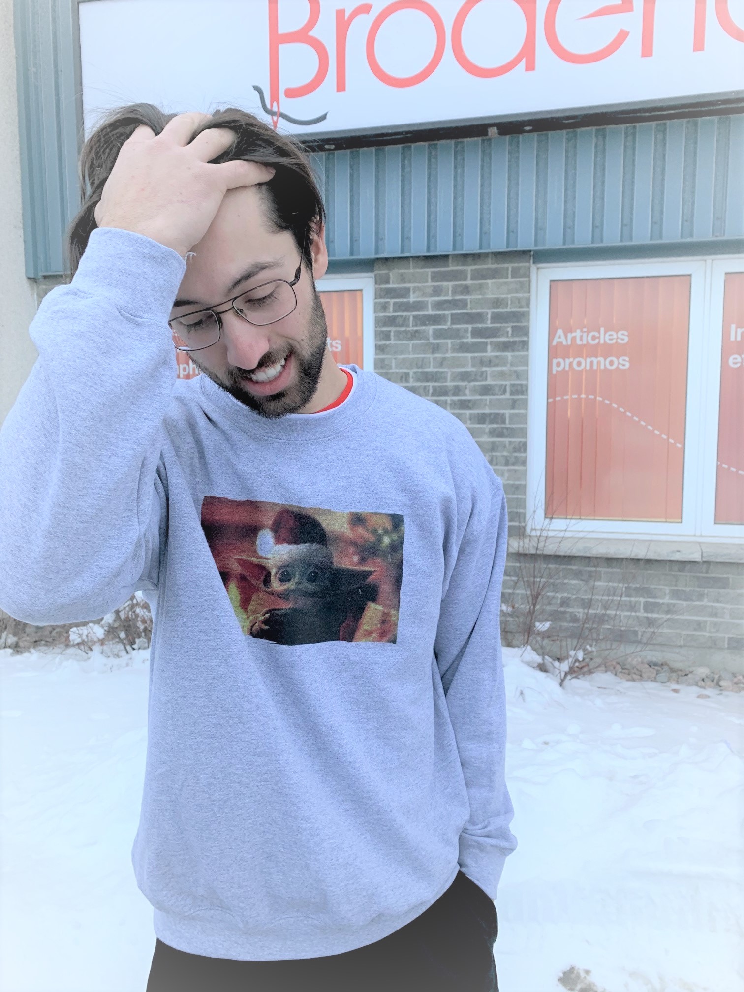 Crew neck «Yoda de noël» - Broderie ML