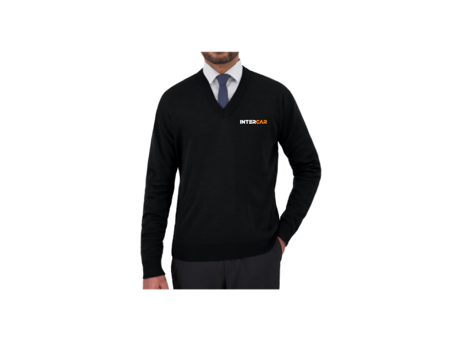 Chandail lainage col V homme - XS / Noir - Broderie ML