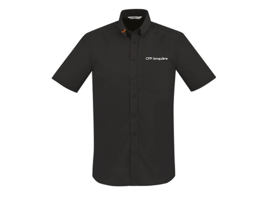 Chemise manches courtes homme - XS / Noir - Broderie ML