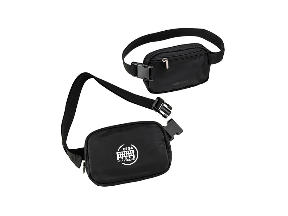 Sac banane unisexe - Noir - Broderie ML