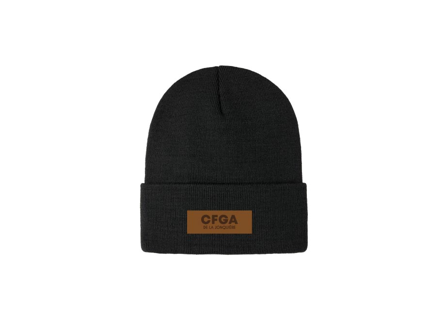 Tuque à revers unisexe - Noir - Broderie ML