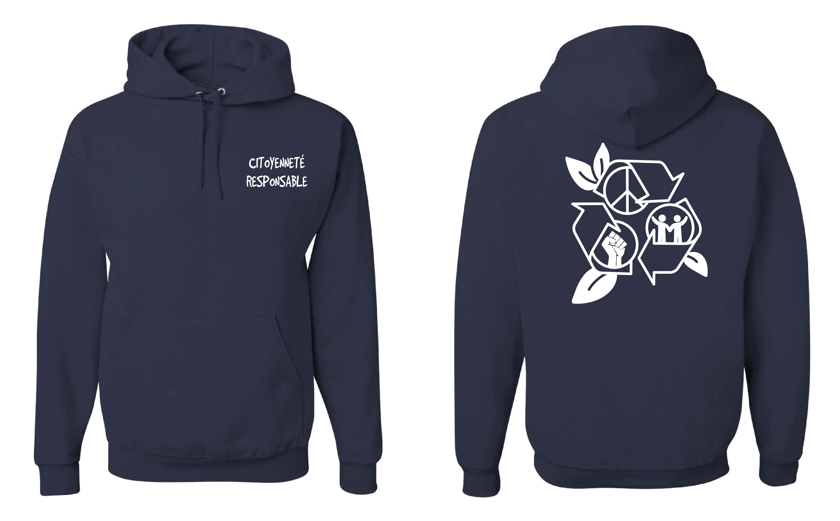Kangourou adulte citoyenneté «Alliés» - XS / Marine  - Broderie ML