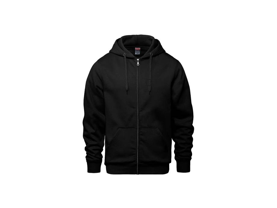 #09 Kangourou coton à fermeture éclair - Adulte unisexe / XS / Noir - Broderie ML