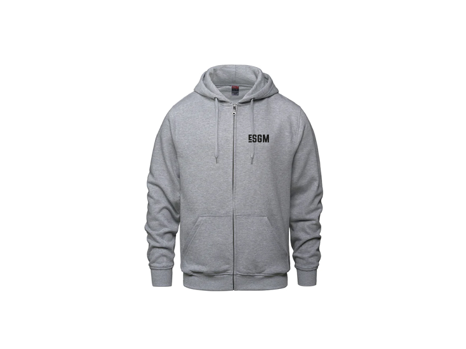 Zip kangourou unisexe ESGM - LIQUIDATION - Copie de S / Gris sport - Broderie ML