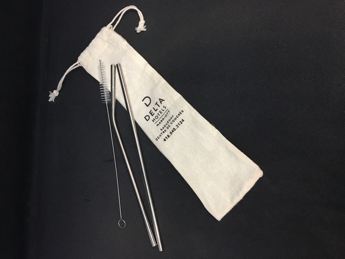 Ensemble de pailles réutilisable «Delta» - Broderie ML