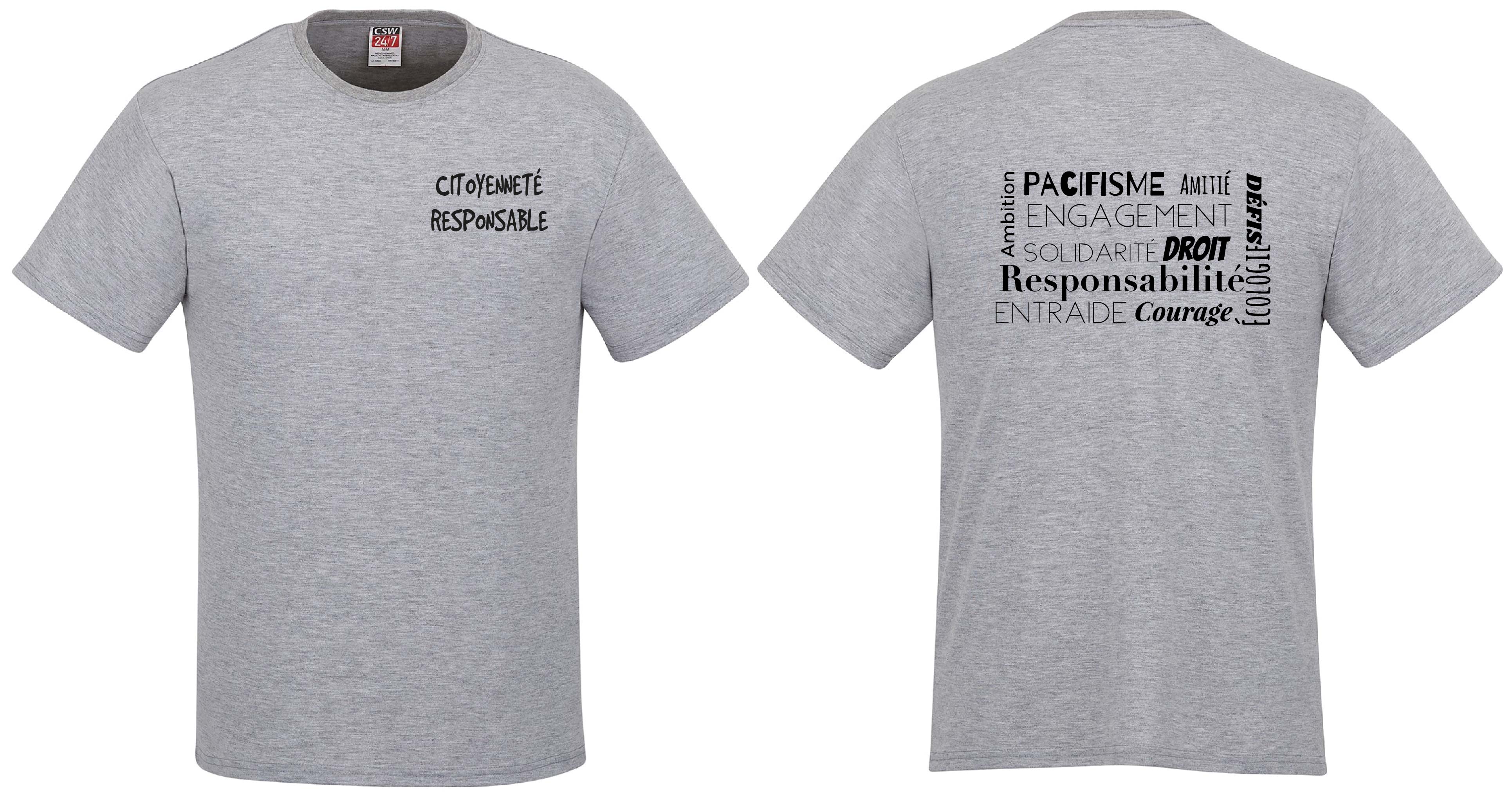 T-shirt homme citoyenneté «Alliés» - S / Gris sport - Broderie ML