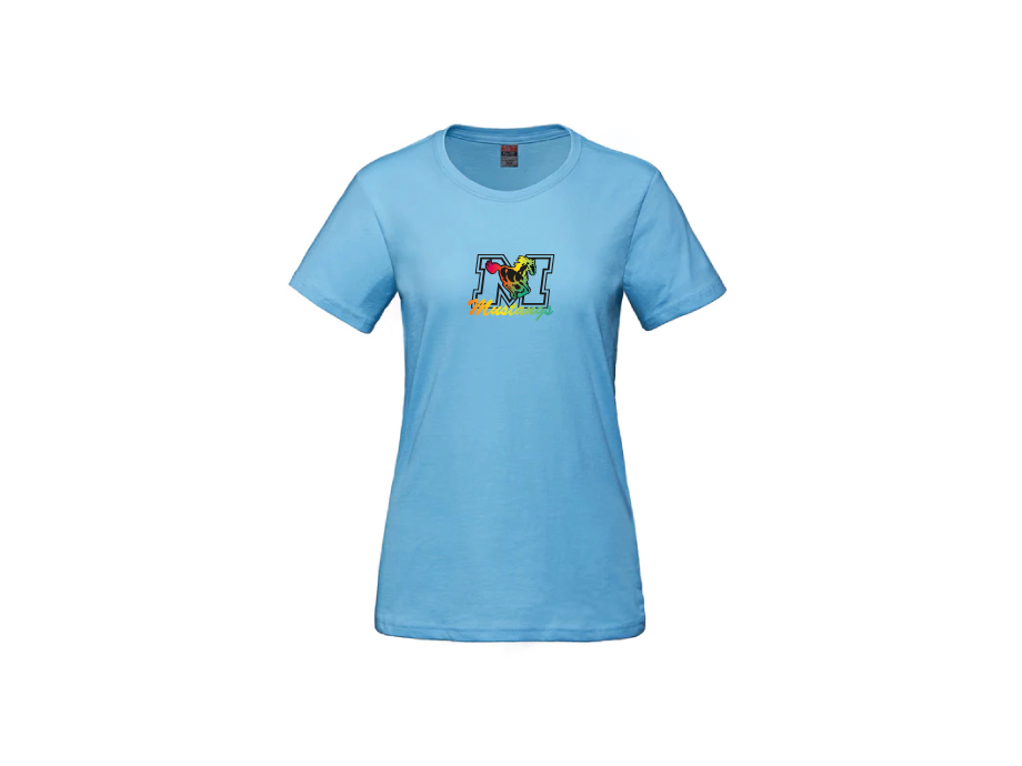 T-shirt coton femme «Diversité» - XS / Bleu pâle - Broderie ML
