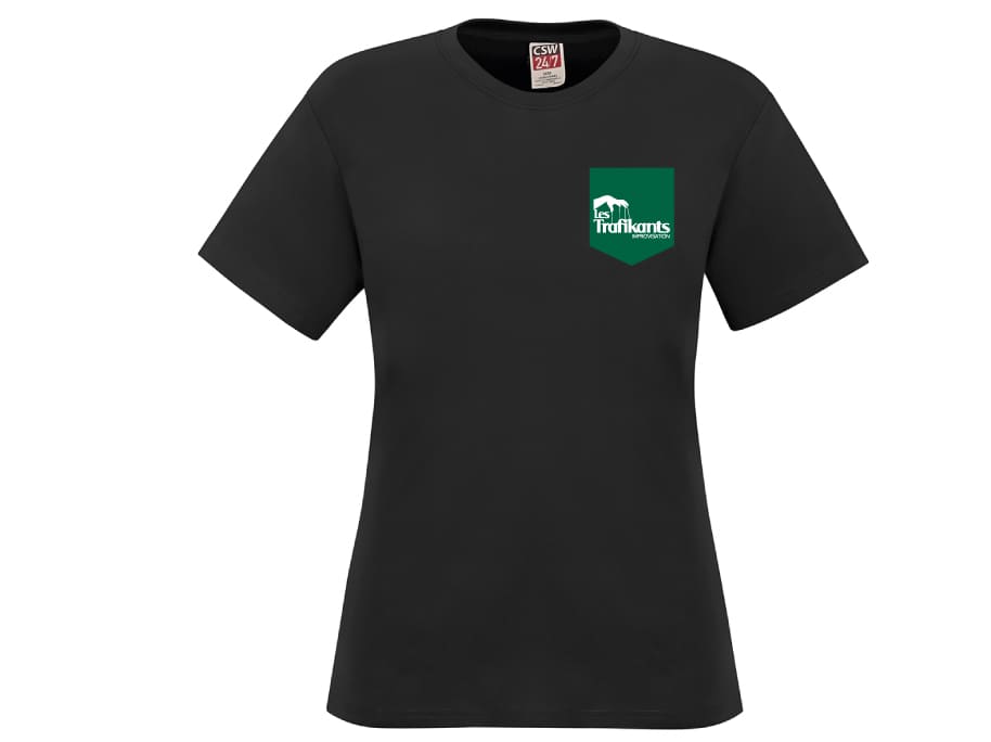 Tshirt poche trafikants femme - XS / Noir - Broderie ML