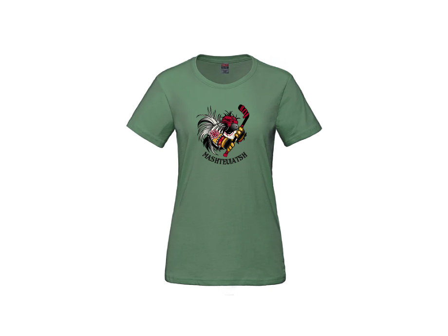 T-shirt coton femme - XS / Vert militaire - Broderie ML
