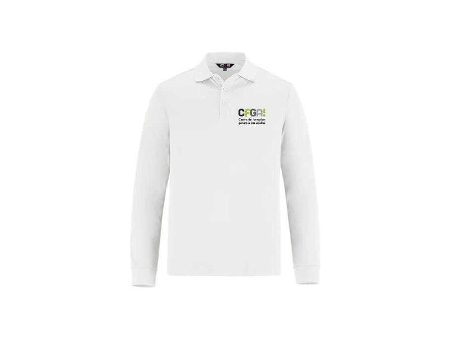 Polo manches longues - Homme / XS / Gris - Broderie ML