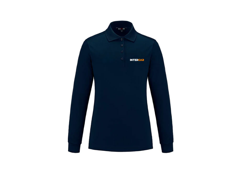 Polo manches longues femme CHARTER - XS / Marine - Broderie ML