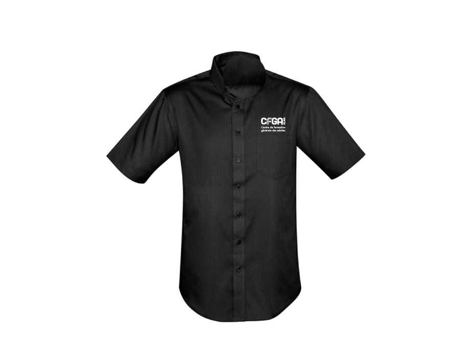 Chemise manches courtes - Homme / XS / Noir - Broderie ML